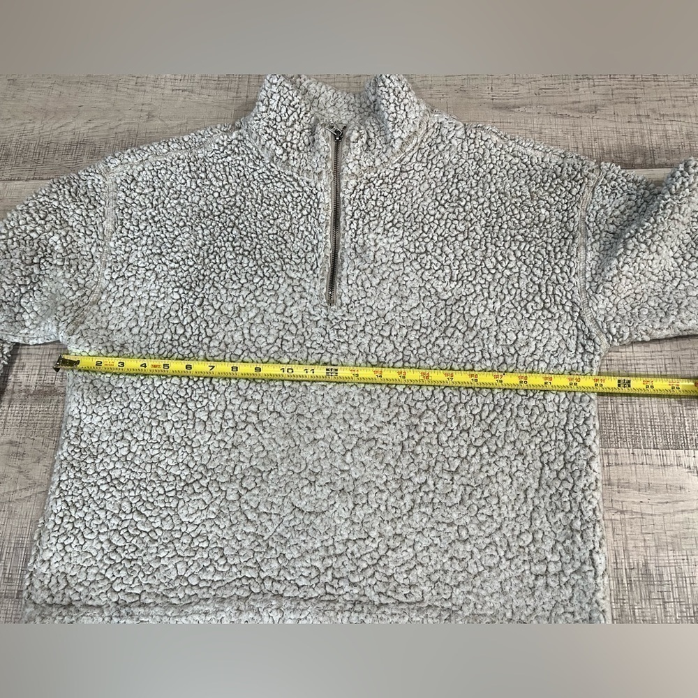 Dylan Light Grey Faux Fur Sherpa 3/4 Zip Up Pull Over Size Small - Picture 7 of 12